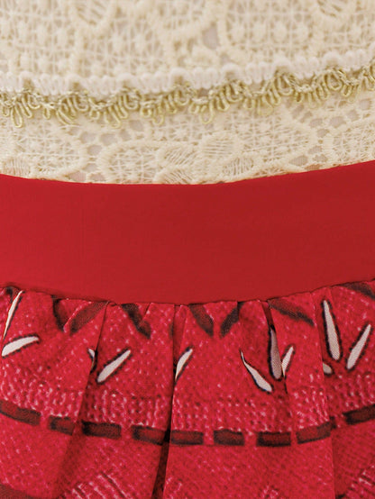 Baby Girls Sleeveless Tassel Decorated Princess Dress, Suitable For Party. Note: Fabric Pattern Is Random