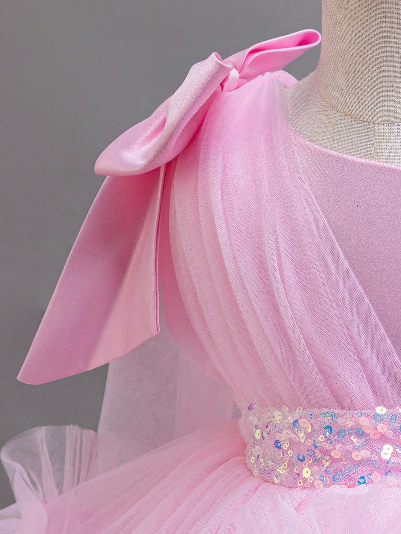 Baby Girls' Trailing Dress, Party Birthday Gown For 1st Birthday Celebration Summer Princess Wedding Party Dresses For And Soft Pink Cute Elegant