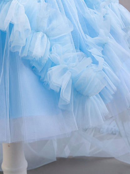 Baby Girls' Trailing Dress, Party Birthday Gown For 1st Birthday Celebration Summer Princess Wedding Party Dresses For And Soft Pink Cute Elegant