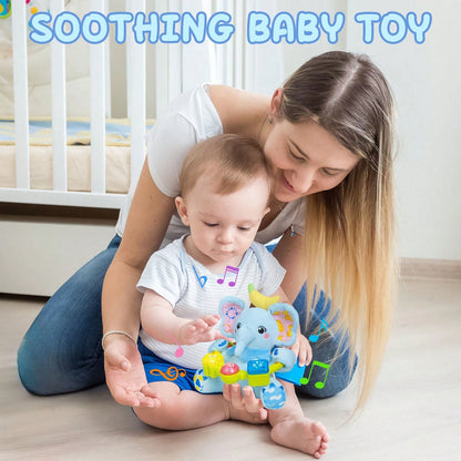 Baby Musical Plush Stuffed Animal Toy, Early Bilingual Leaming Toy With Light, Music AndSqueak, Suitable For 0-12 Months Baby Tummy Toy, Suitable ForValentine's Day HalloweenChristmas And Birthday Gif