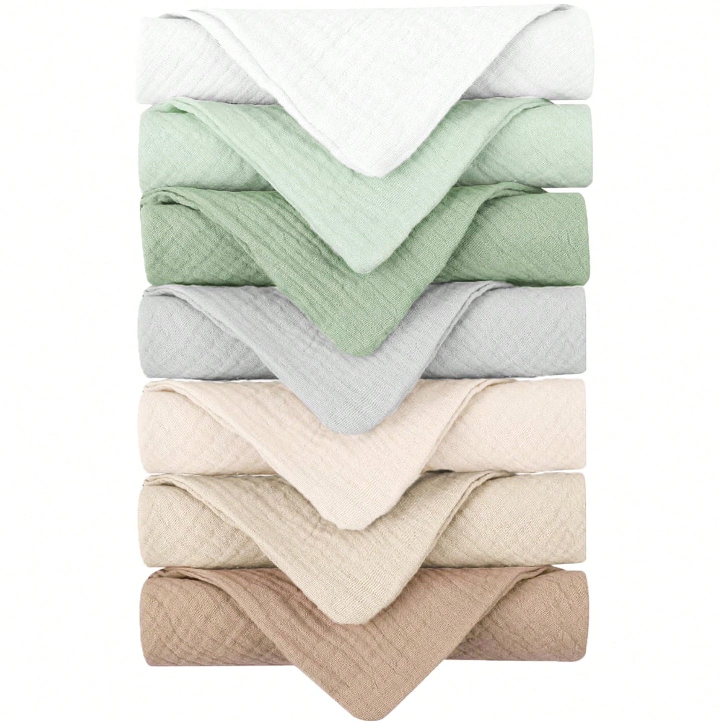 Baby Muslin Washcloths 7-Pack, 100% Cotton Baby Bath Washcloths, Soft & Absorbent Wash Cloths And Burp Cloths For Newborn Kids Girls & Boys