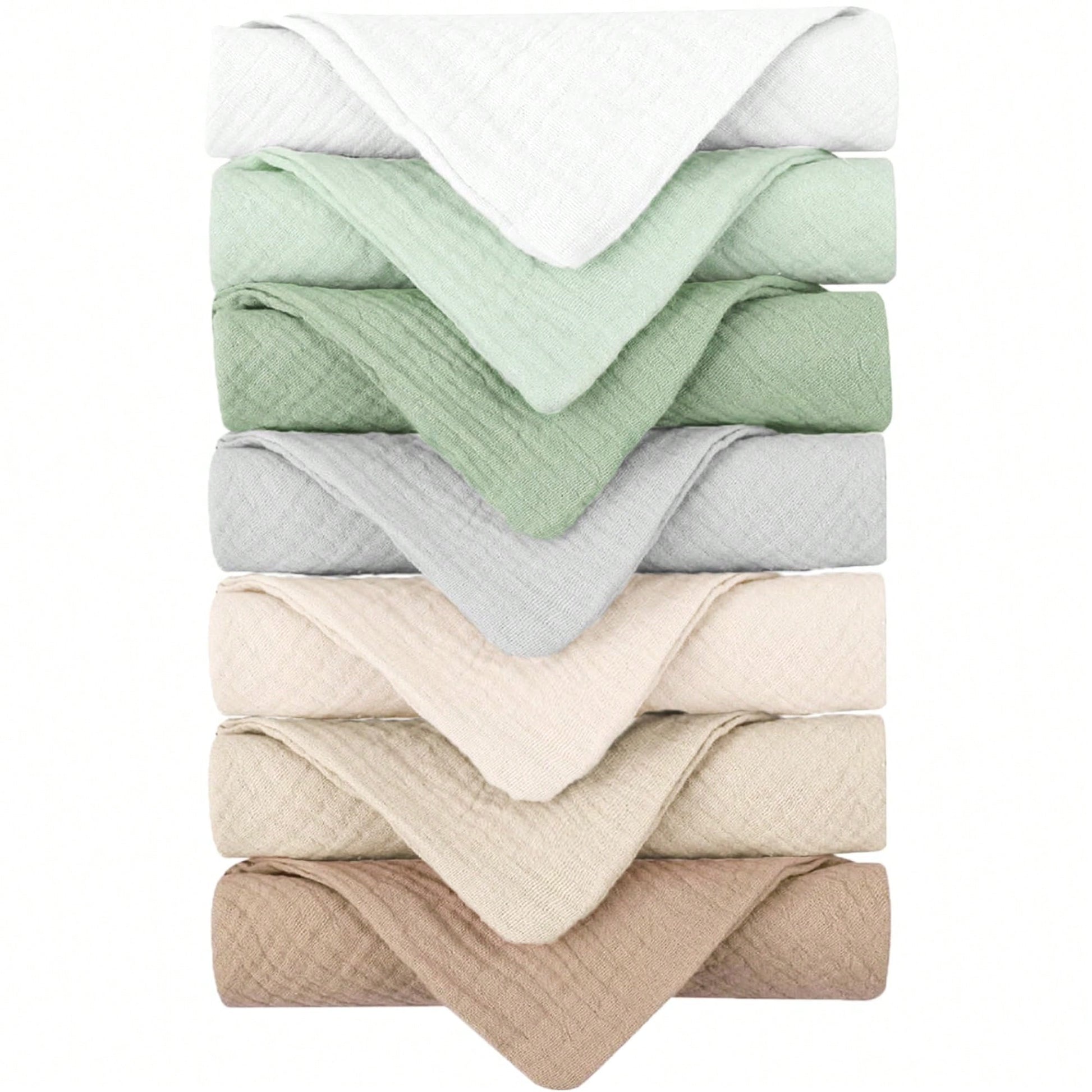 Baby Muslin Washcloths 7-Pack, 100% Cotton Baby Bath Washcloths, Soft & Absorbent Wash Cloths And Burp Cloths For Newborn Kids Girls & Boys