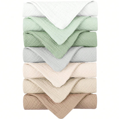 Baby Muslin Washcloths 7-Pack, 100% Cotton Baby Bath Washcloths, Soft & Absorbent Wash Cloths And Burp Cloths For Newborn Kids Girls & Boys