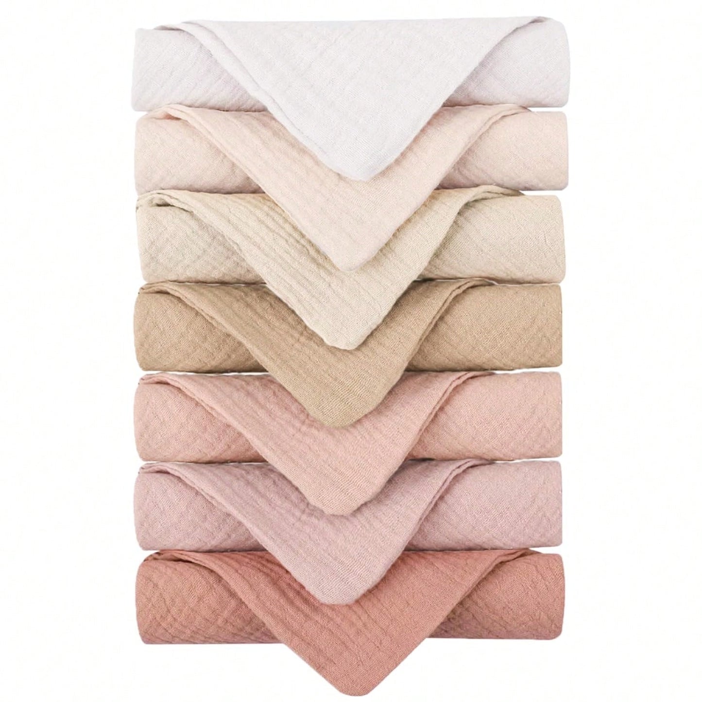 Baby Muslin Washcloths 7-Pack, 100% Cotton Baby Bath Washcloths, Soft & Absorbent Wash Cloths And Burp Cloths For Newborn Kids Girls & Boys