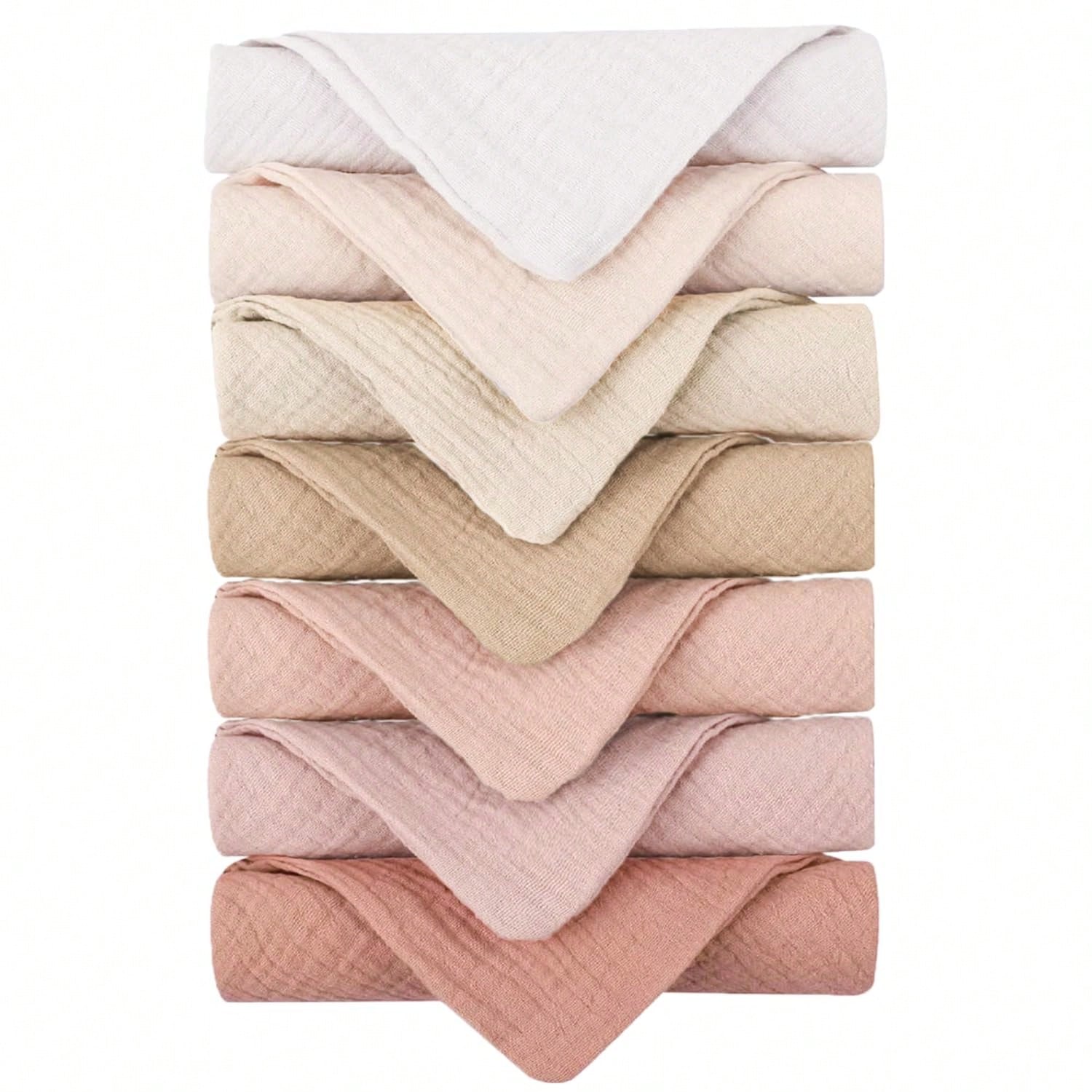 Baby Muslin Washcloths 7-Pack, 100% Cotton Baby Bath Washcloths, Soft & Absorbent Wash Cloths And Burp Cloths For Newborn Kids Girls & Boys