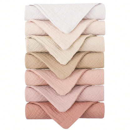 Baby Muslin Washcloths 7-Pack, 100% Cotton Baby Bath Washcloths, Soft & Absorbent Wash Cloths And Burp Cloths For Newborn Kids Girls & Boys