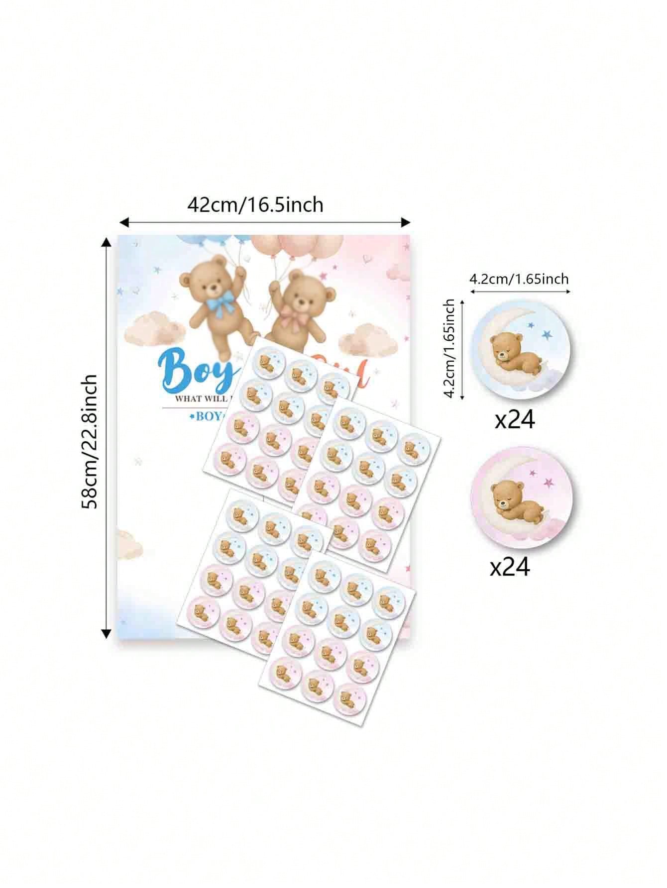 Baby Shower Decoration & Gender Reveal Vote Decorations, Bear Theme Baby Shower Games, Boy Or Girl Voting Game Guessing Board Poster, Team Boy Team Girl Idea For Party Supplies, Gift