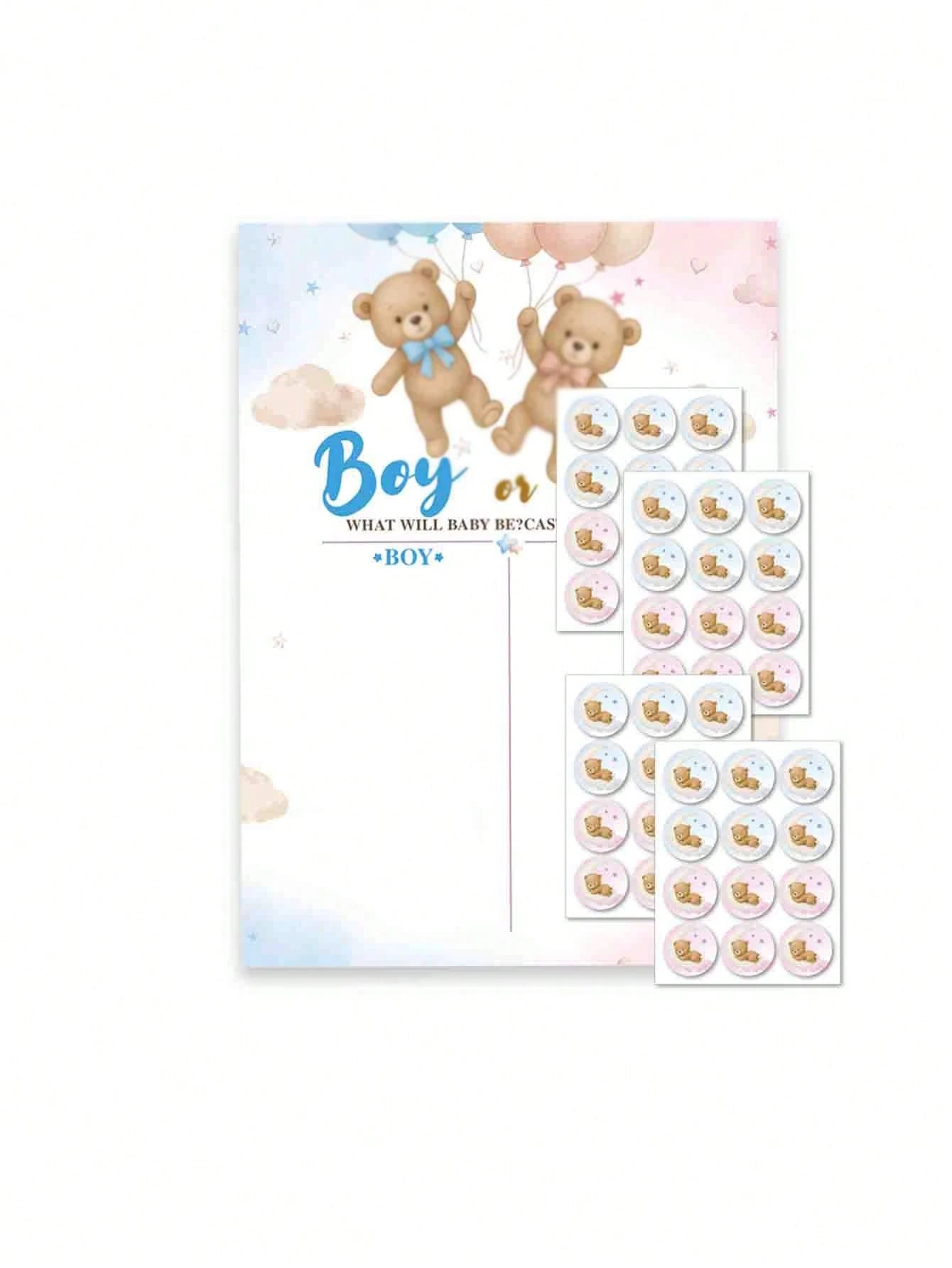 Baby Shower Decoration & Gender Reveal Vote Decorations, Bear Theme Baby Shower Games, Boy Or Girl Voting Game Guessing Board Poster, Team Boy Team Girl Idea For Party Supplies, Gift