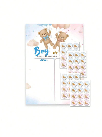Baby Shower Decoration & Gender Reveal Vote Decorations, Bear Theme Baby Shower Games, Boy Or Girl Voting Game Guessing Board Poster, Team Boy Team Girl Idea For Party Supplies, Gift