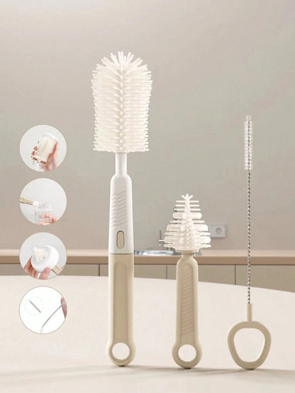 Baby Silicone Bottle Brush, Pacifier Brush, Straw Cleaning Tool, Bottle Mouth Brush, 6-In-1 Set