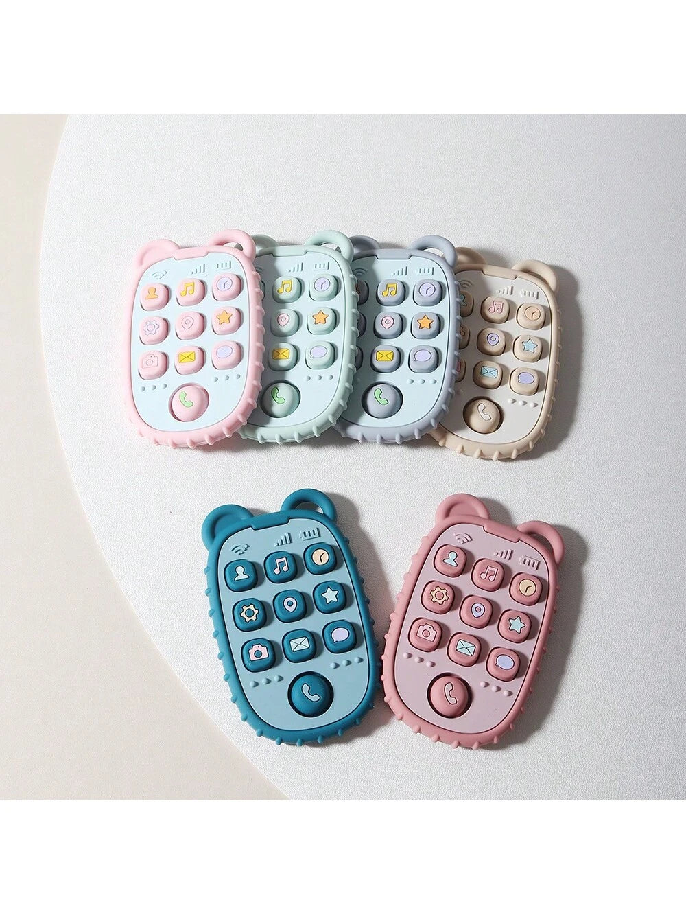 Baby Silicone Teether Sensory Toy With Mobile Phone Shape