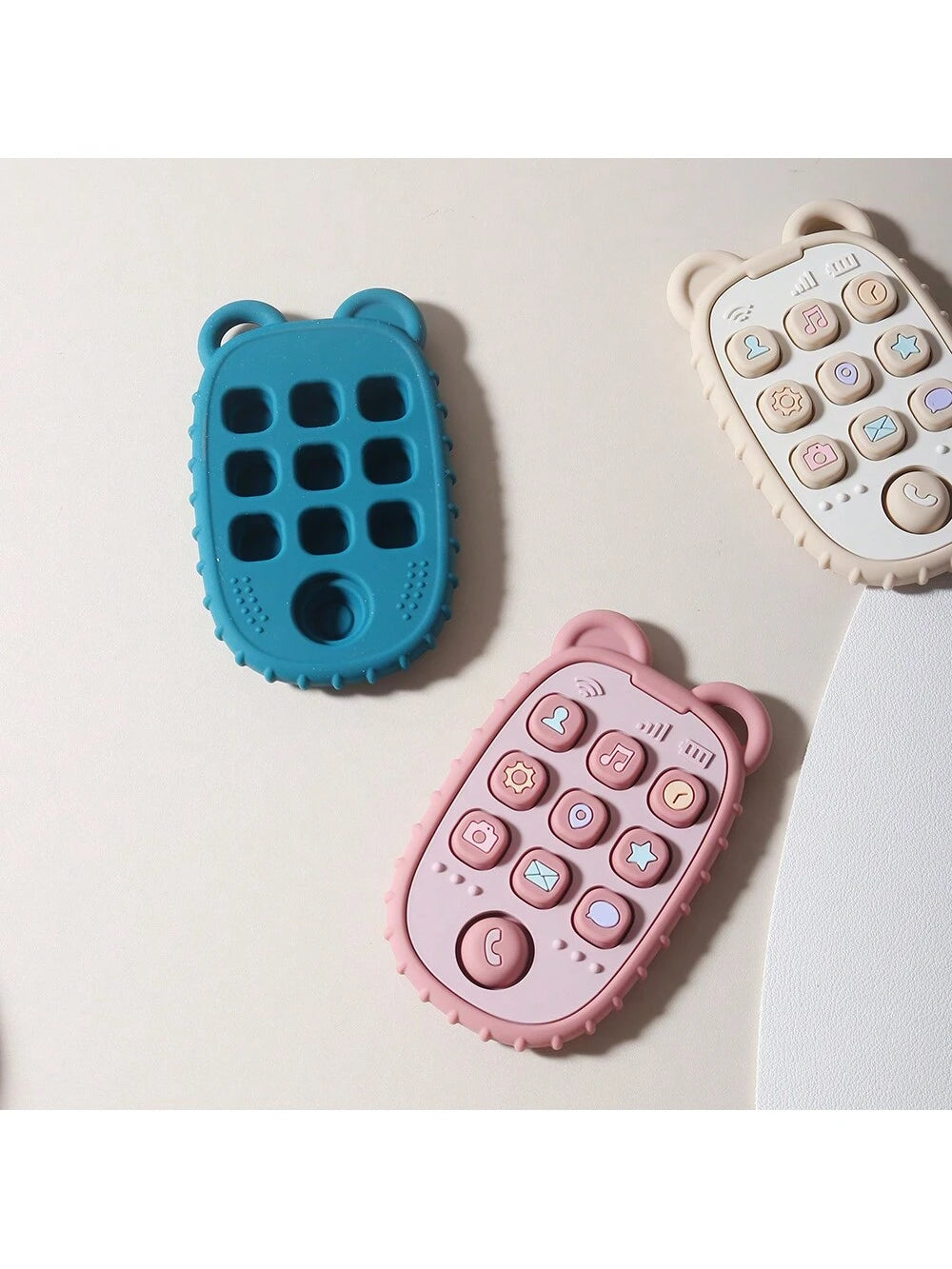 Baby Silicone Teether Sensory Toy With Mobile Phone Shape