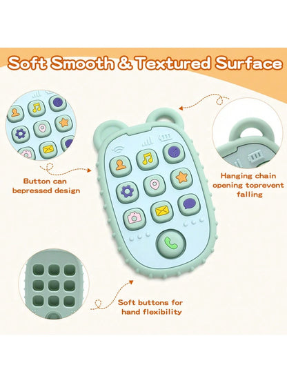 Baby Silicone Teether Sensory Toy With Mobile Phone Shape