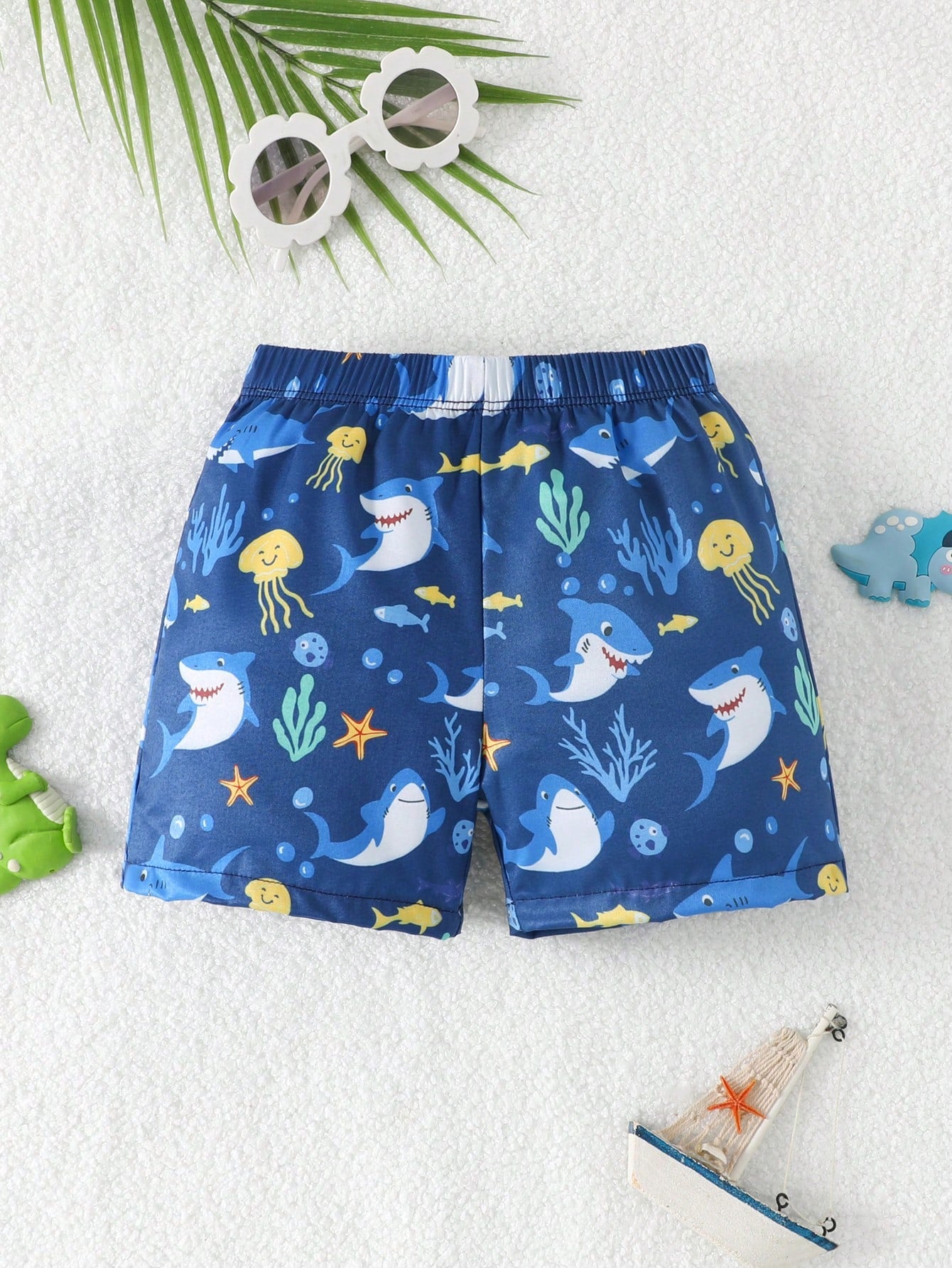 Baby/Toddler Boys' Cute Leopard Print Swimming Trunks, Woven Fabric Beach Shorts, Suitable For Vacation, Toddler Beach Clothes
