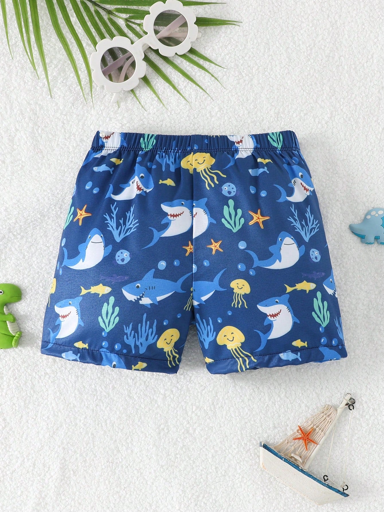 Baby/Toddler Boys' Cute Leopard Print Swimming Trunks, Woven Fabric Beach Shorts, Suitable For Vacation, Toddler Beach Clothes