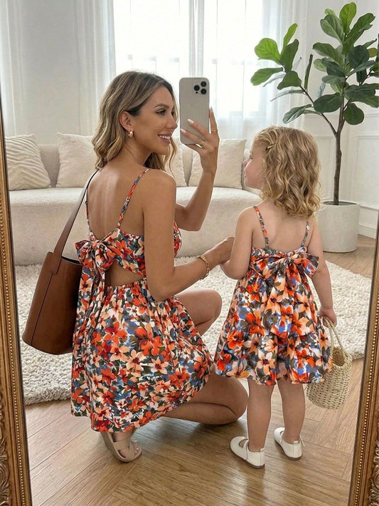 Babygirl Cute Summer Casual Vacation Floral Print Camisole Dress