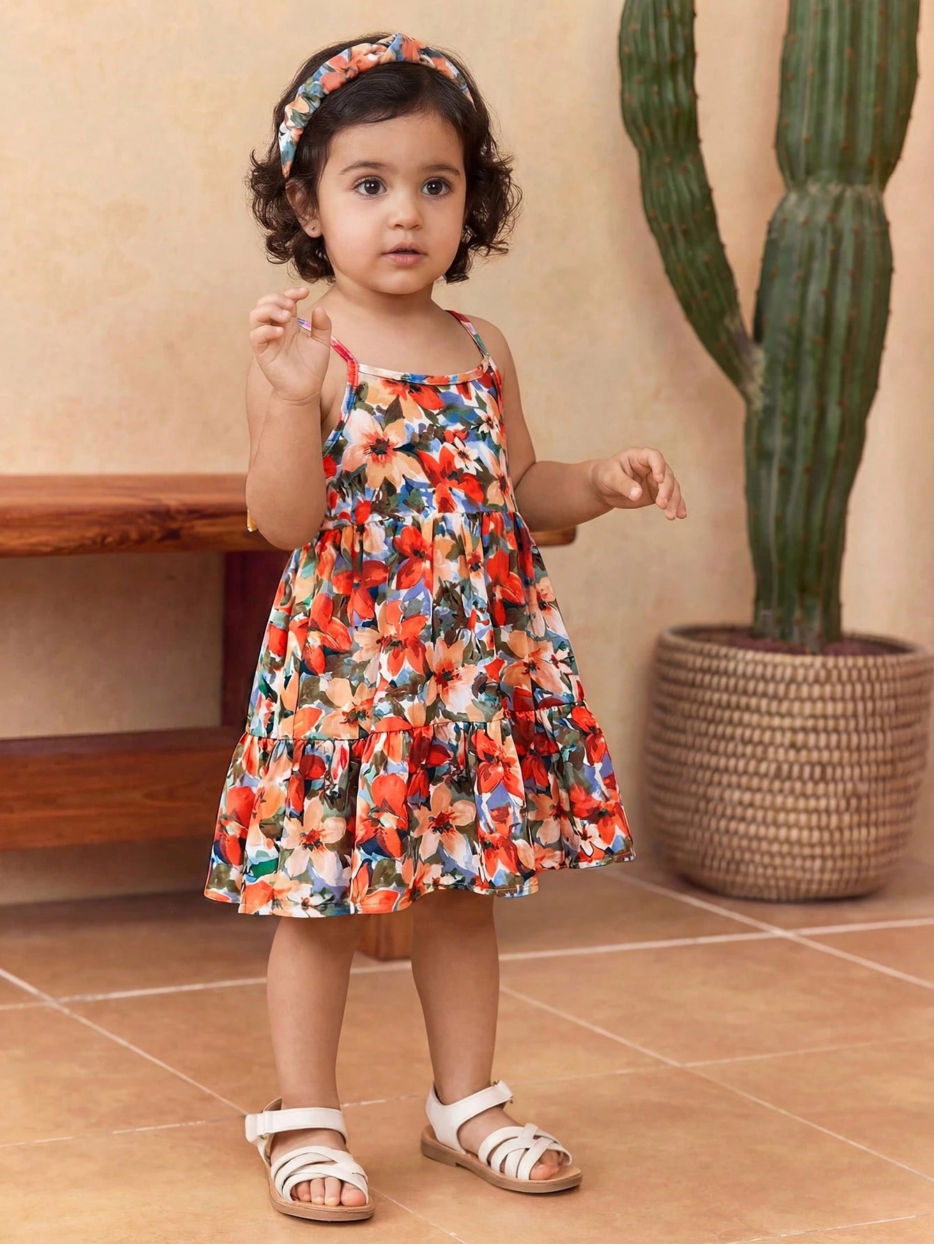 Babygirl Cute Summer Casual Vacation Floral Print Camisole Dress