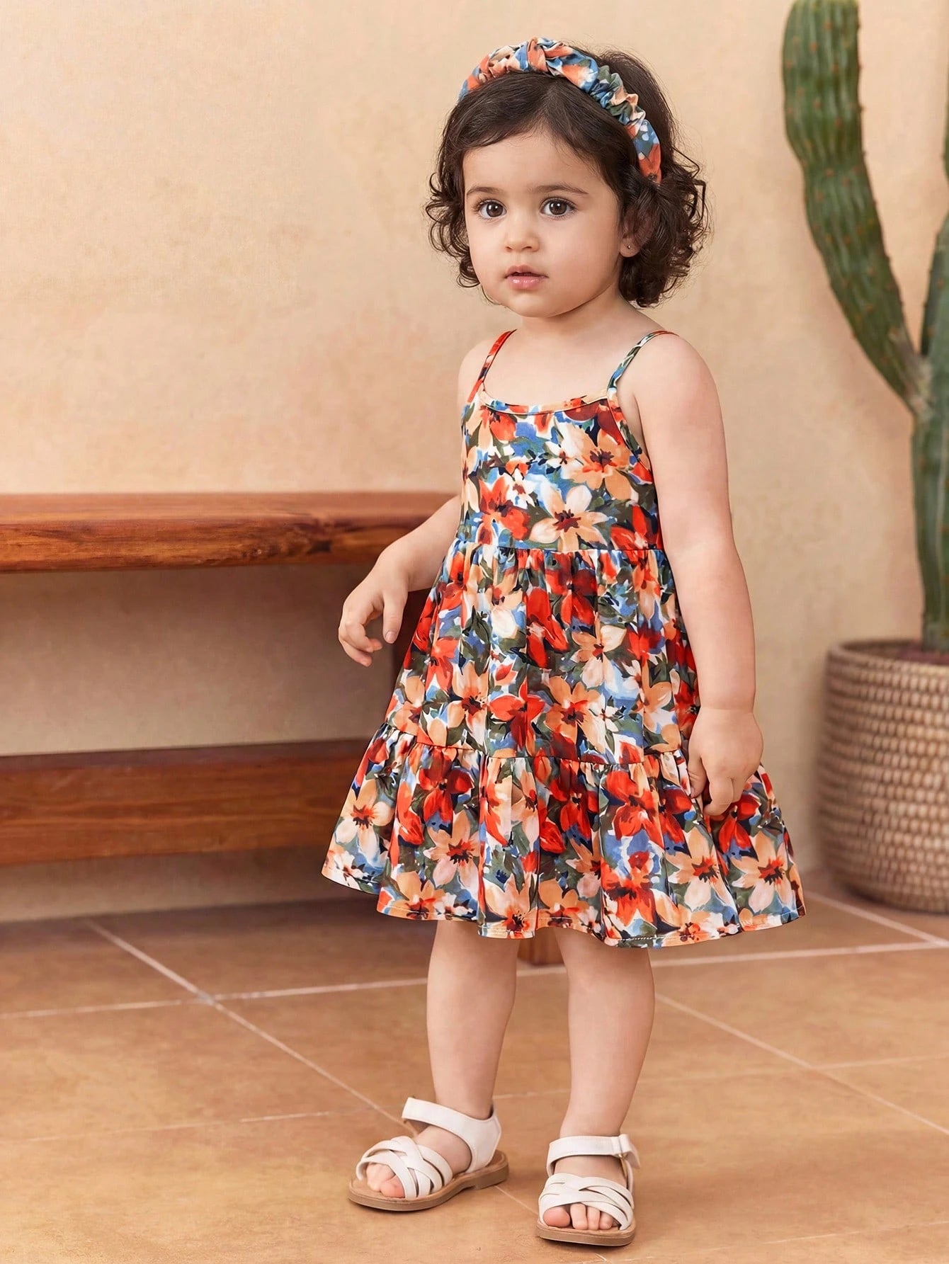 Babygirl Cute Summer Casual Vacation Floral Print Camisole Dress