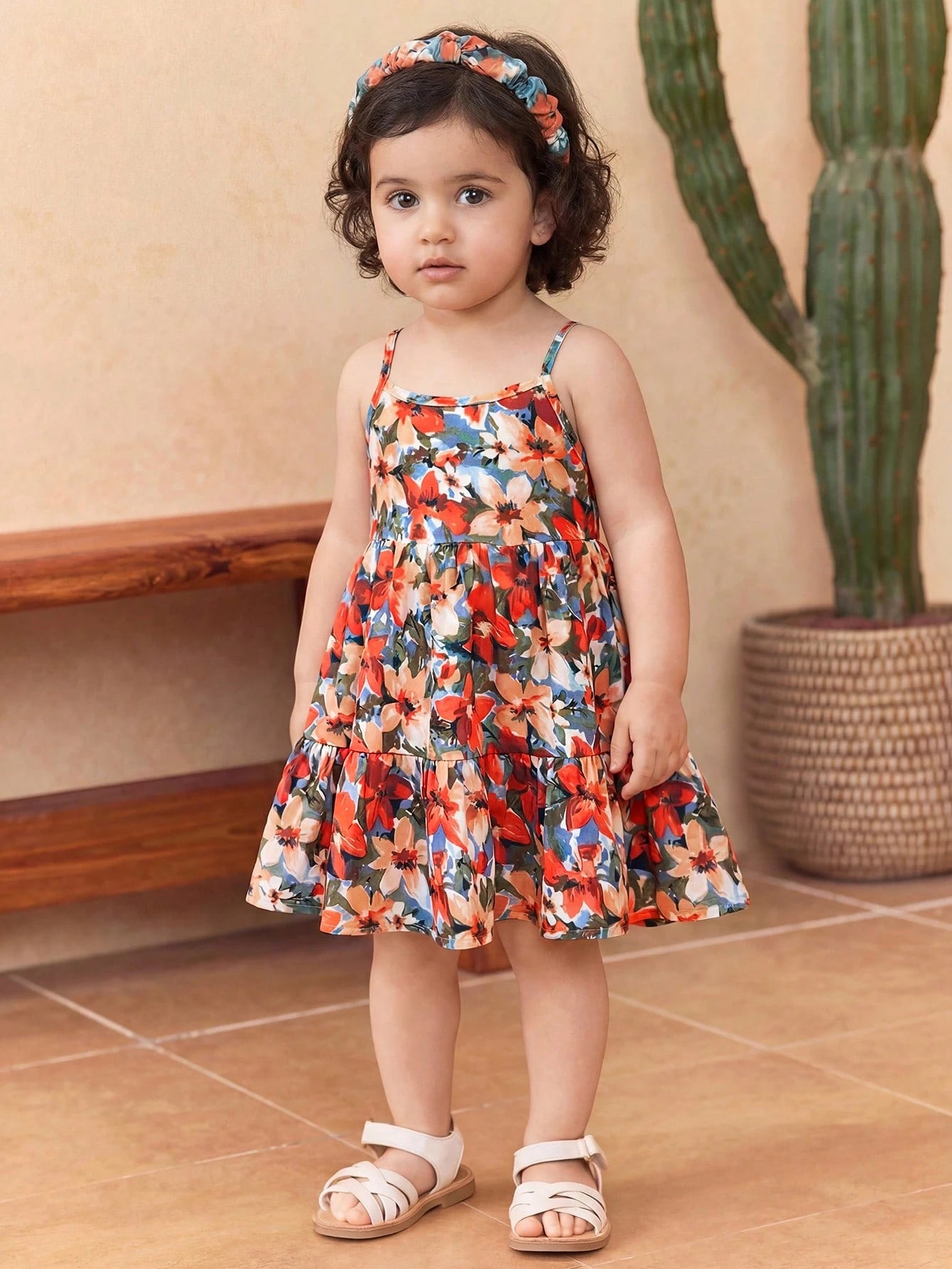 Babygirl Cute Summer Casual Vacation Floral Print Camisole Dress