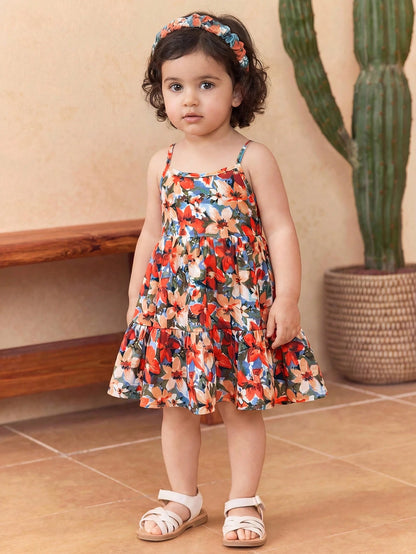 Babygirl Cute Summer Casual Vacation Floral Print Camisole Dress
