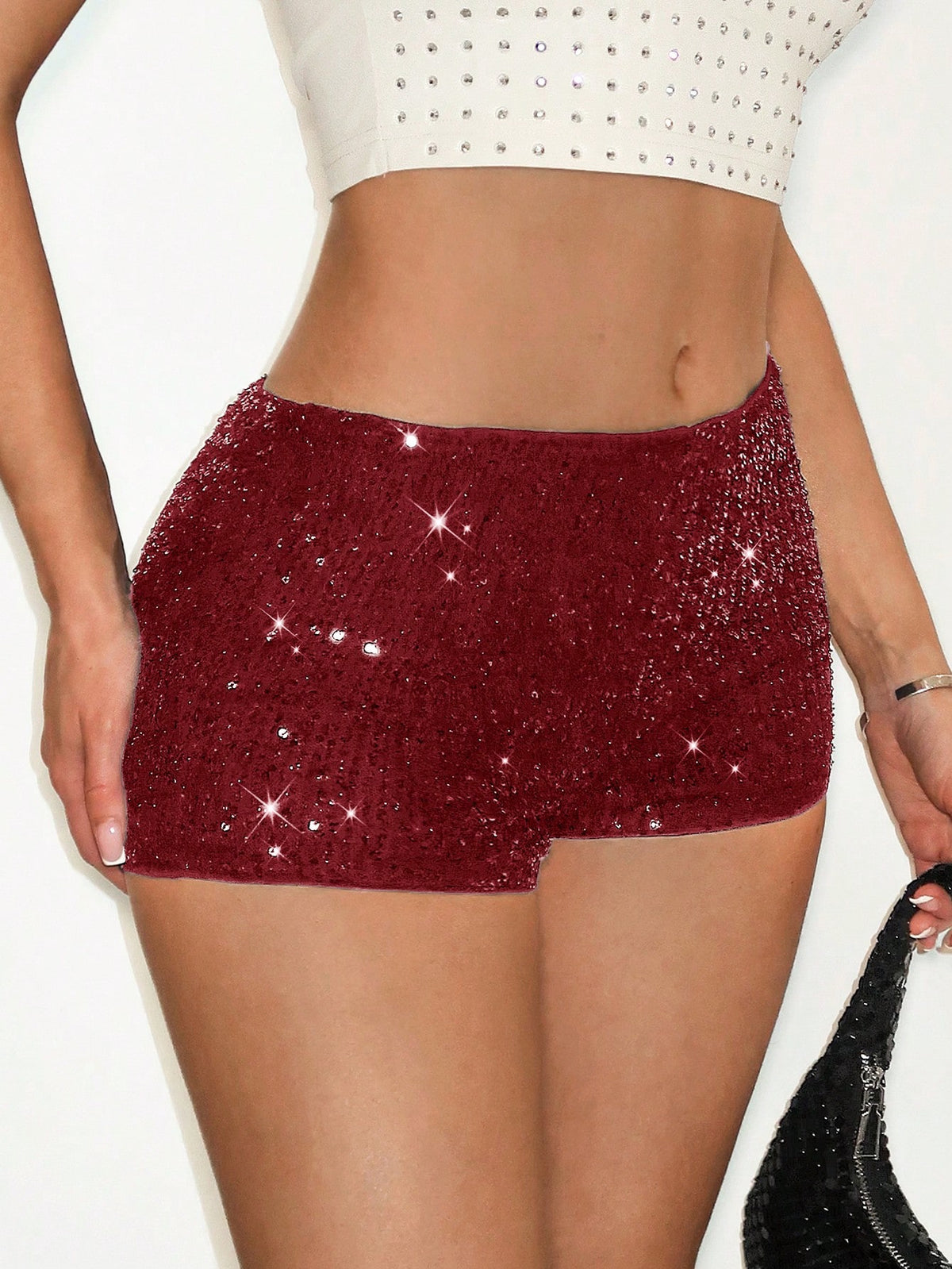 BAE 1pc Women's Sequin Shorts, Mini Shorts For Summer, Suitable For Concert, Country Concert, Sexy, Club, Streetwear