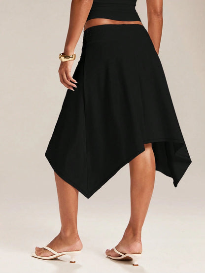 BAE Women's Elegant Casual Solid Color Asymmetrical Skirt