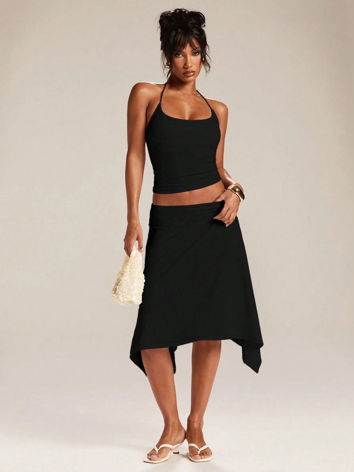 BAE Women's Elegant Casual Solid Color Asymmetrical Skirt