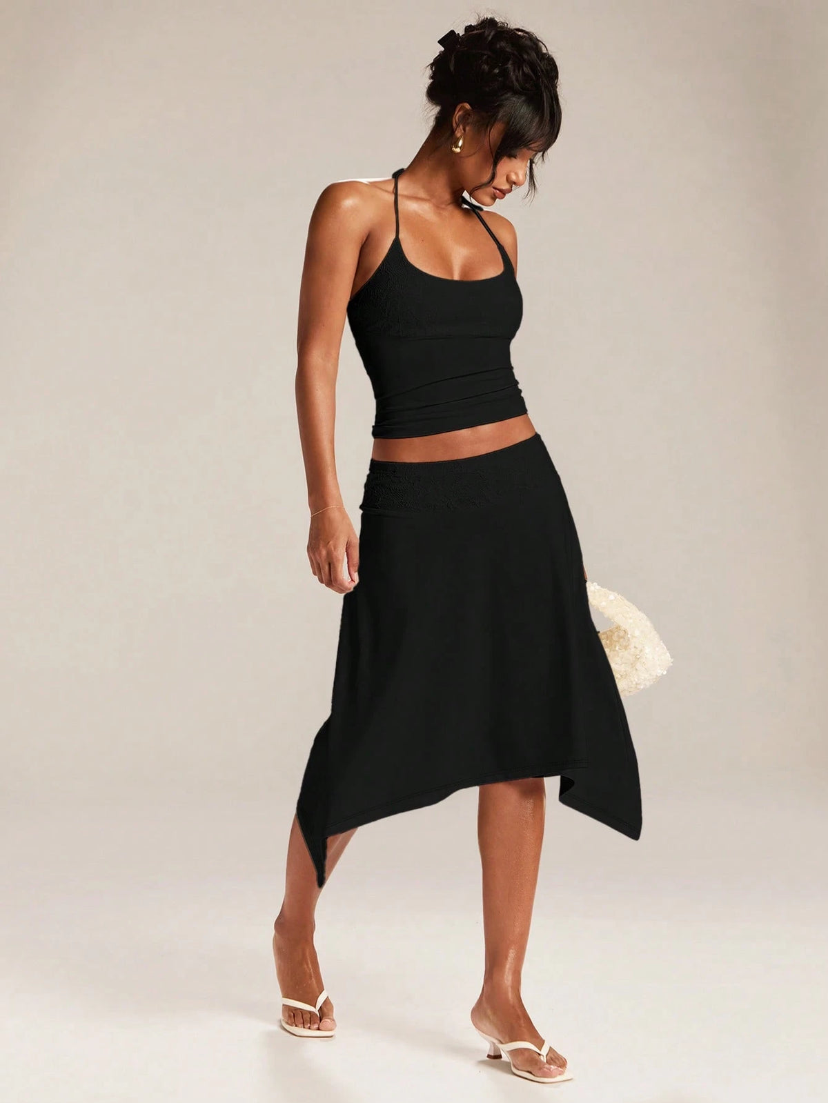 BAE Women's Elegant Casual Solid Color Asymmetrical Skirt