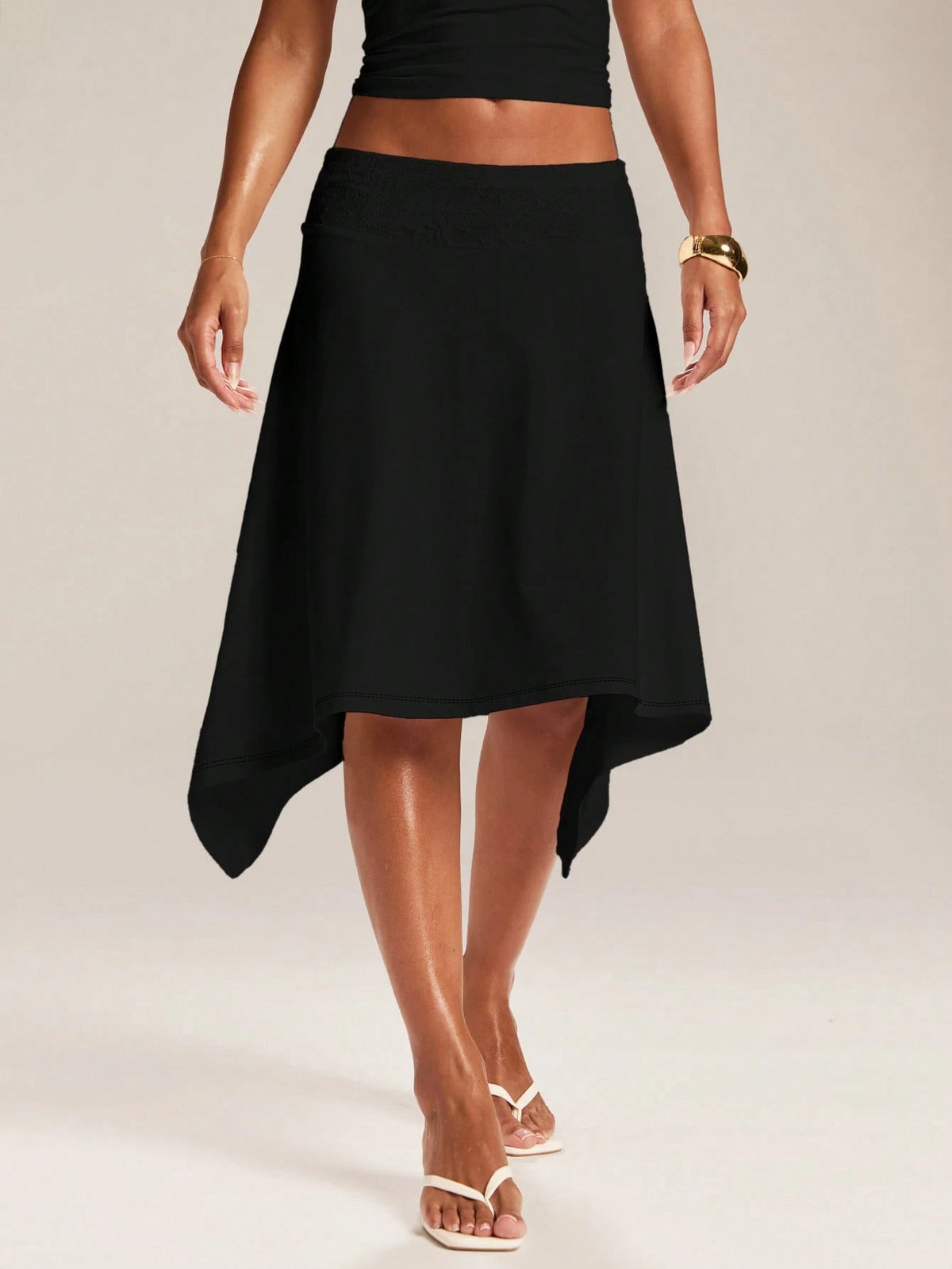 BAE Women's Elegant Casual Solid Color Asymmetrical Skirt