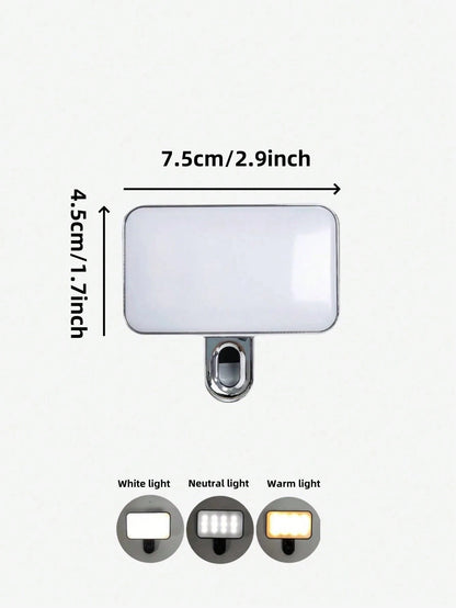 Baijun XU 1pc LED Selfie Light, Portable Mini Clip-On Phone Lighting With 3 Lighting Modes, Suitable For Makeup, Live Streaming, Video Conferencing, Rechargeable Phone/Camera Clip Light