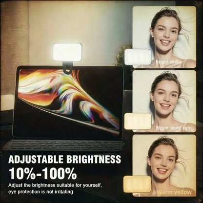 Baijun XU 1pc LED Selfie Light, Portable Mini Clip-On Phone Lighting With 3 Lighting Modes, Suitable For Makeup, Live Streaming, Video Conferencing, Rechargeable Phone/Camera Clip Light