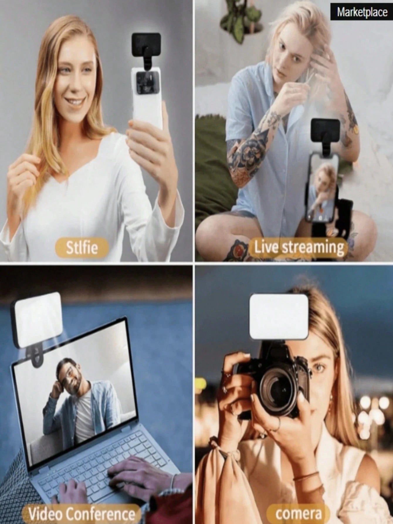 Baijun XU 1pc LED Selfie Light, Portable Mini Clip-On Phone Lighting With 3 Lighting Modes, Suitable For Makeup, Live Streaming, Video Conferencing, Rechargeable Phone/Camera Clip Light