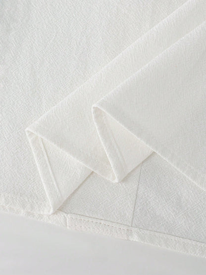 Balvessa White Square Neck Lace Patchwork Women's Casual Shirt