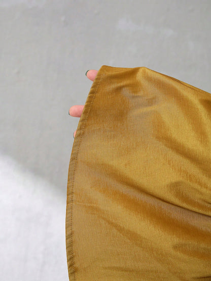BamGlimmer Women's Daily Commute Casual Elegant Vacation Multi-Layer 3D Ruched Ruffle Skirt Party Mustard Autumn