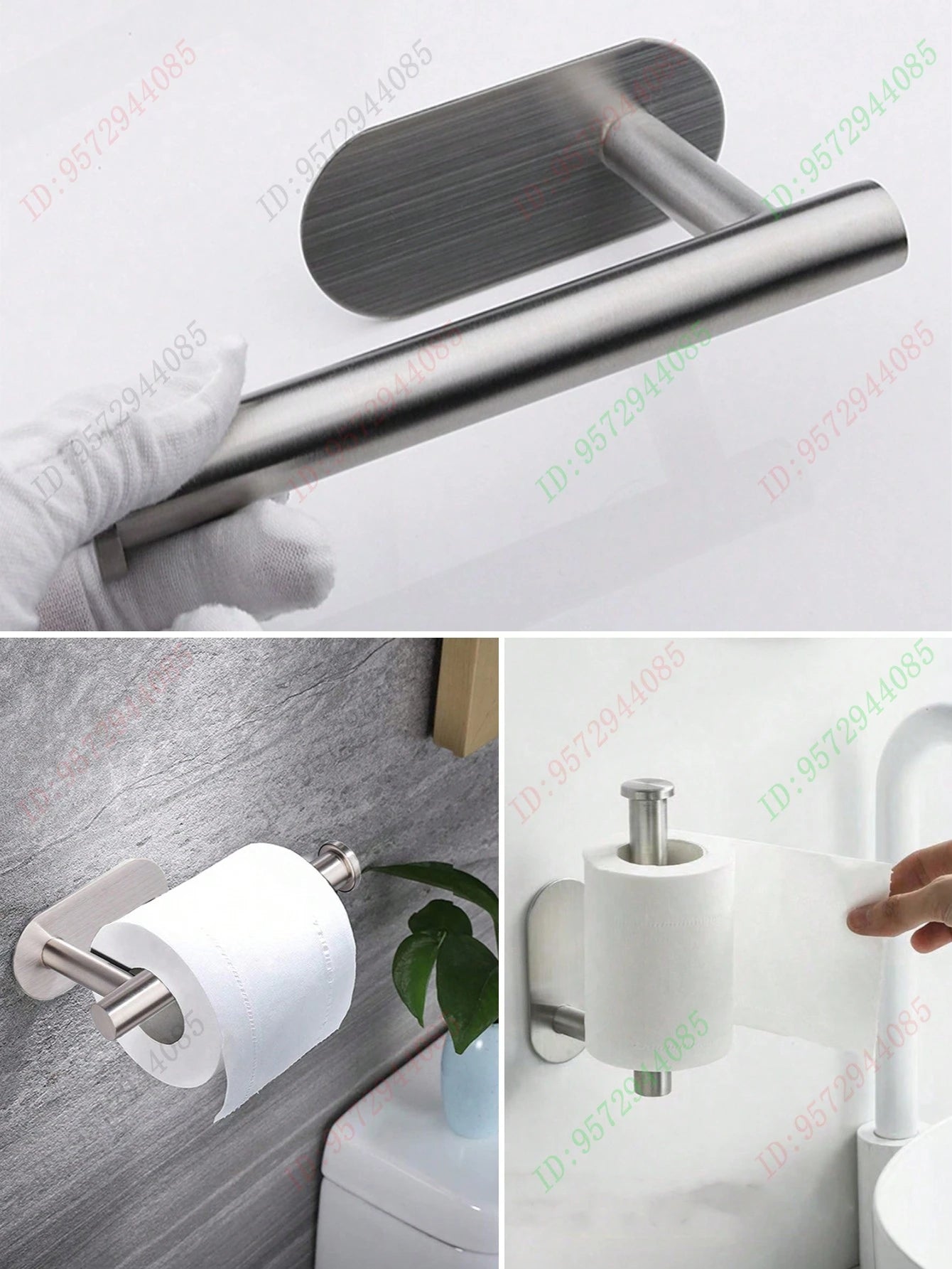 Baofeng 1pc No Drill Toilet Paper Holder, Self-Adhesive Tissue Roll Dispenser, Stainless Steel Paper Towel Rack, Absorbent Tissue Holder, Bathroom Paper Organizer, Available In Black, Silver, Gold, Ba