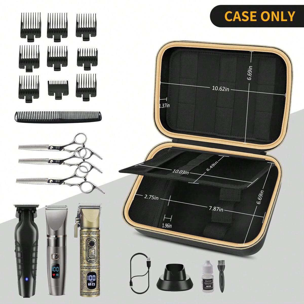 Barber Accessories Bag For Clippers And Supplies, Men Hair Trimmers Box, Portable Clipper Storage Holder Organizer For Hair Cutting, Guard Grooming Kit And Barbers Supplies (Bag Only)