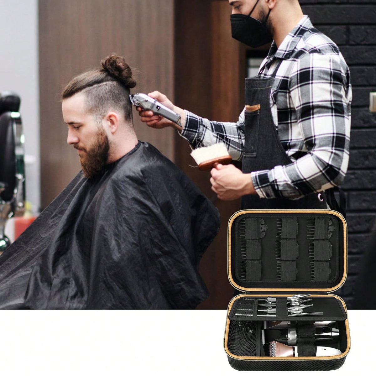 Barber Accessories Bag For Clippers And Supplies, Men Hair Trimmers Box, Portable Clipper Storage Holder Organizer For Hair Cutting, Guard Grooming Kit And Barbers Supplies (Bag Only)
