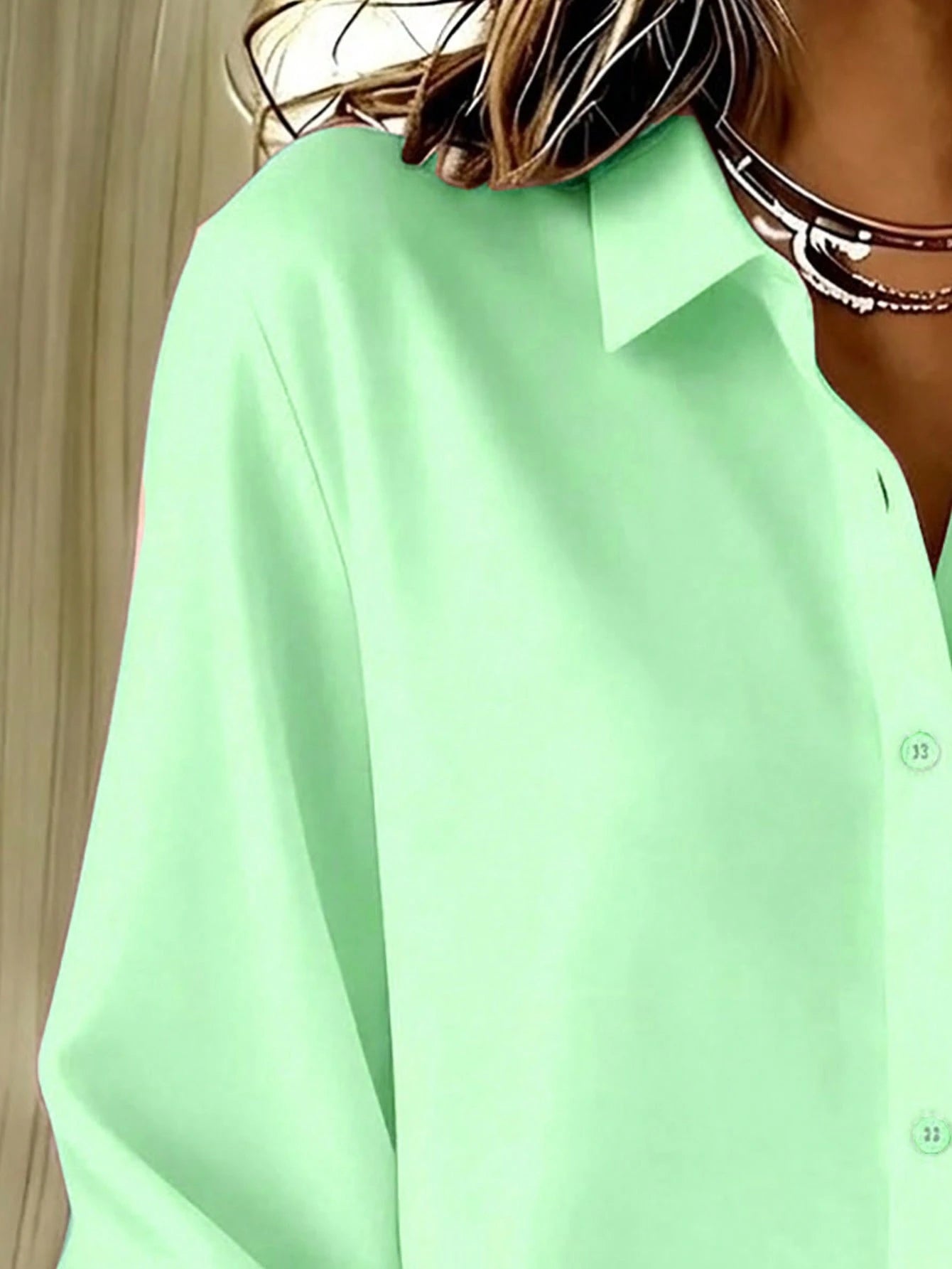 Basic Casual Plus Size Women's Long Sleeve Lightweight Button-Up Shirt