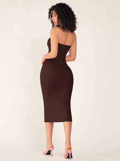 BASICS Women'S Strapless Slim Fit Bodycon Casual Dinner Dress Summer Dresses For Women Summer Dresses