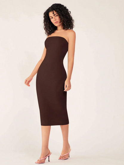 BASICS Women'S Strapless Slim Fit Bodycon Casual Dinner Dress Summer Dresses For Women Summer Dresses