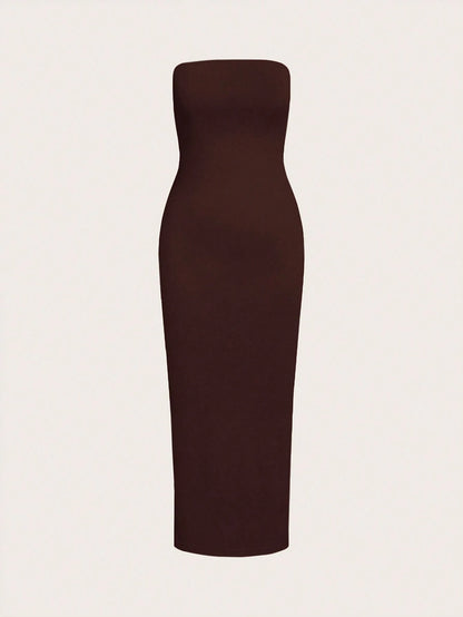 BASICS Women'S Strapless Slim Fit Bodycon Casual Dinner Dress Summer Dresses For Women Summer Dresses