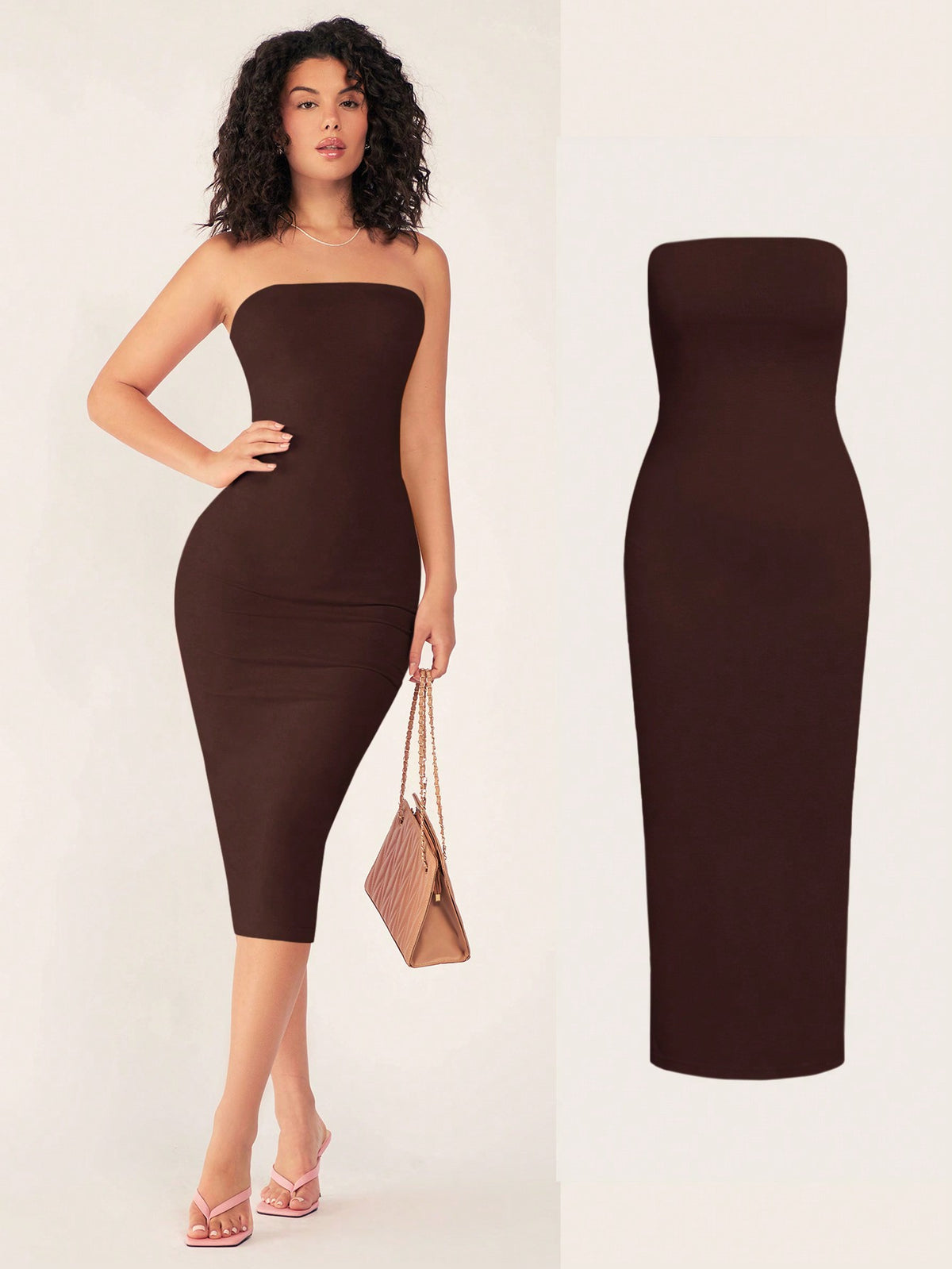 BASICS Women'S Strapless Slim Fit Bodycon Casual Dinner Dress Summer Dresses For Women Summer Dresses
