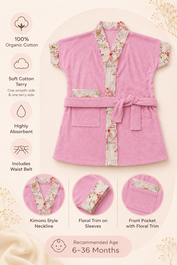 Bathrobe Towel -Pink Flora