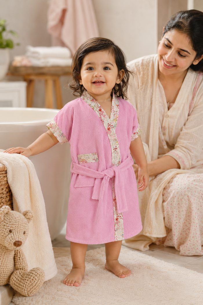Bathrobe Towel -Pink Flora