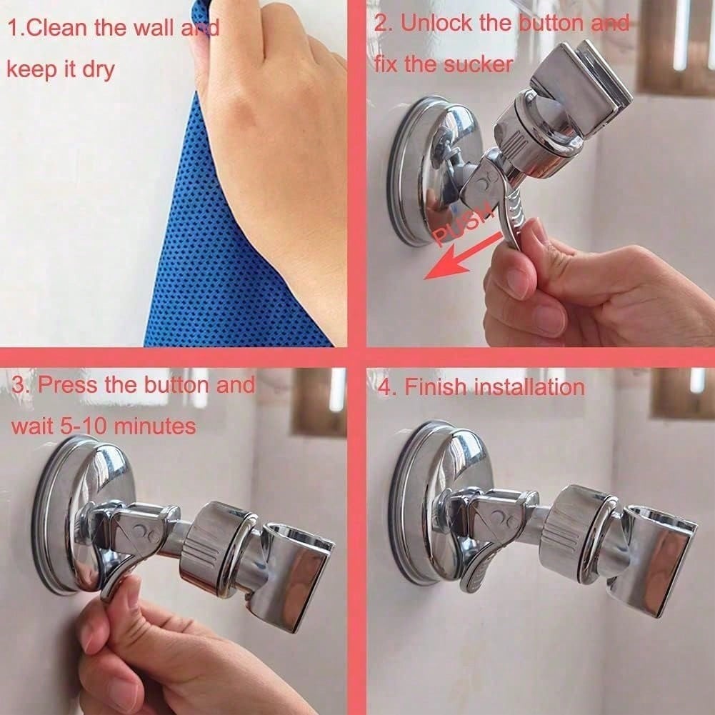 Bathroom Suction Cup Shower Head Holder, Stainless Steel Material, Convenient Storage, Simple To Install