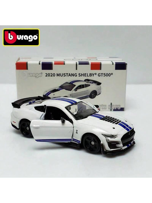 Bburago 1:64 Scale Mustang Shelby GT500 Diecast Model- Actual Size: 3.5 Inches/8.5 Cm (As Shown With Ruler)! Diecast Body, Openable Doors, Rubber Tires- Adult Collectible Gift