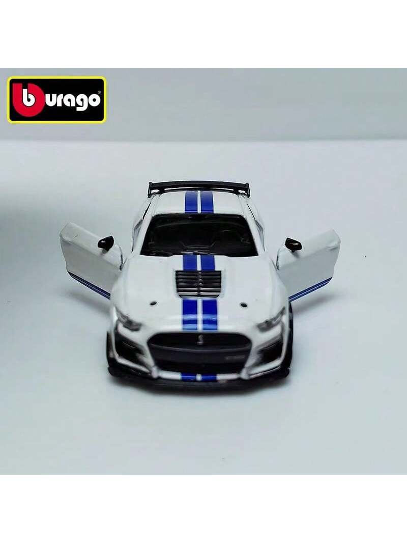 Bburago 1:64 Scale Mustang Shelby GT500 Diecast Model- Actual Size: 3.5 Inches/8.5 Cm (As Shown With Ruler)! Diecast Body, Openable Doors, Rubber Tires- Adult Collectible Gift