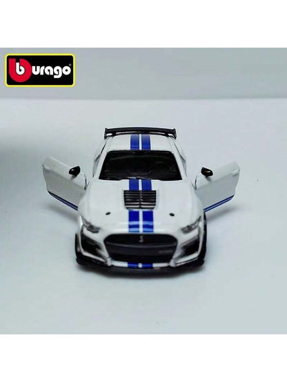 Bburago 1:64 Scale Mustang Shelby GT500 Diecast Model- Actual Size: 3.5 Inches/8.5 Cm (As Shown With Ruler)! Diecast Body, Openable Doors, Rubber Tires- Adult Collectible Gift