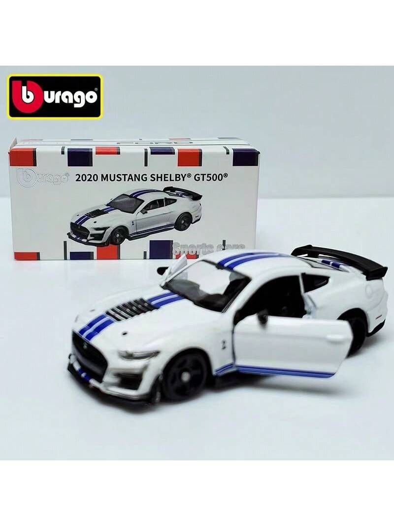 Bburago 1:64 Scale Mustang Shelby GT500 Diecast Model- Actual Size: 3.5 Inches/8.5 Cm (As Shown With Ruler)! Diecast Body, Openable Doors, Rubber Tires- Adult Collectible Gift
