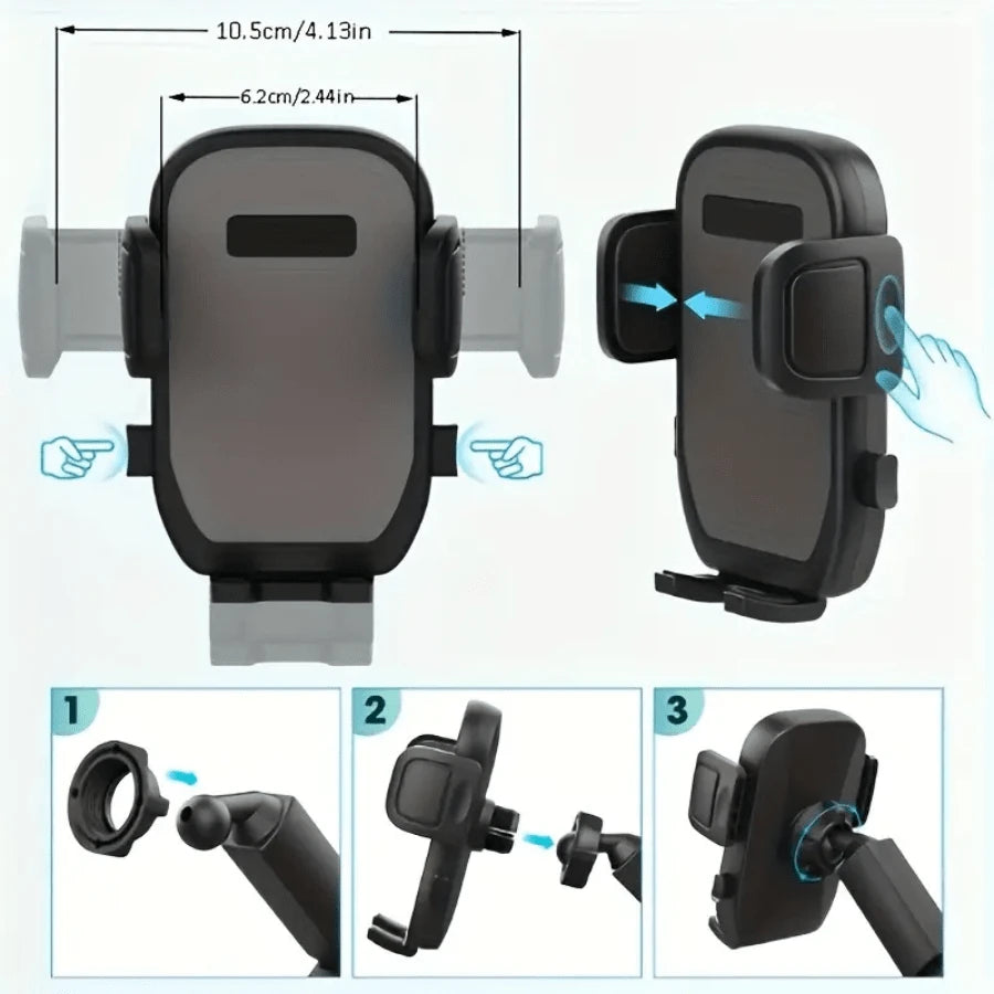 BDTGP 1 Car Mounted 2-In-1 Multifunctional Portable Rotating Phone Cup Holder, Suitable For Cars, SUVs, And Trucks, With Shock-Absorbing Edge Black Car Cup Holder Extender